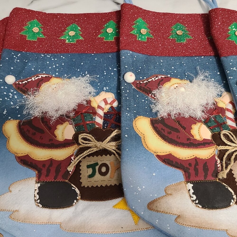 Set of Four Adorable Christmas Santa Stockings